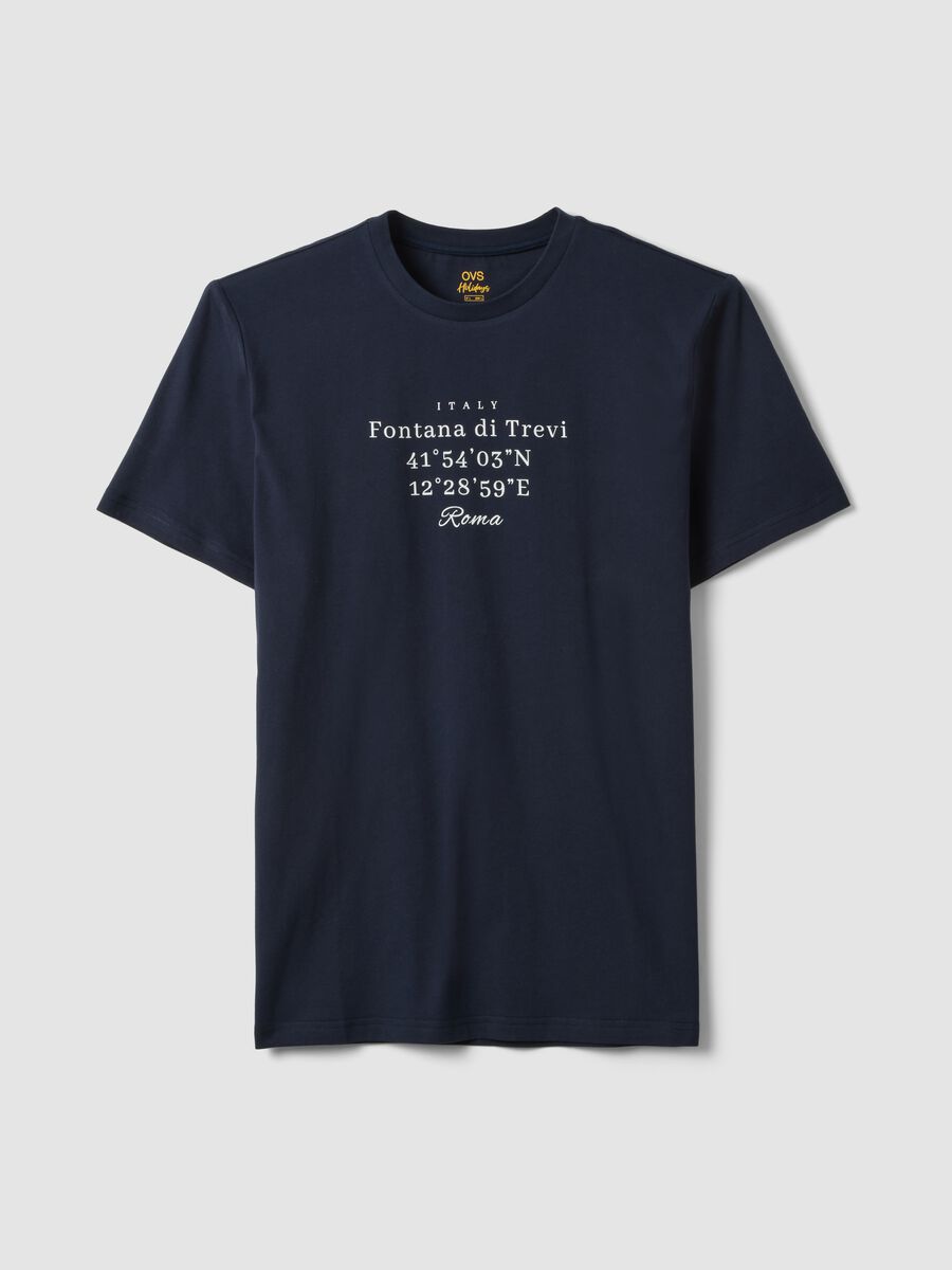 Blue pure cotton regular-fit T-shirt with front print_4
