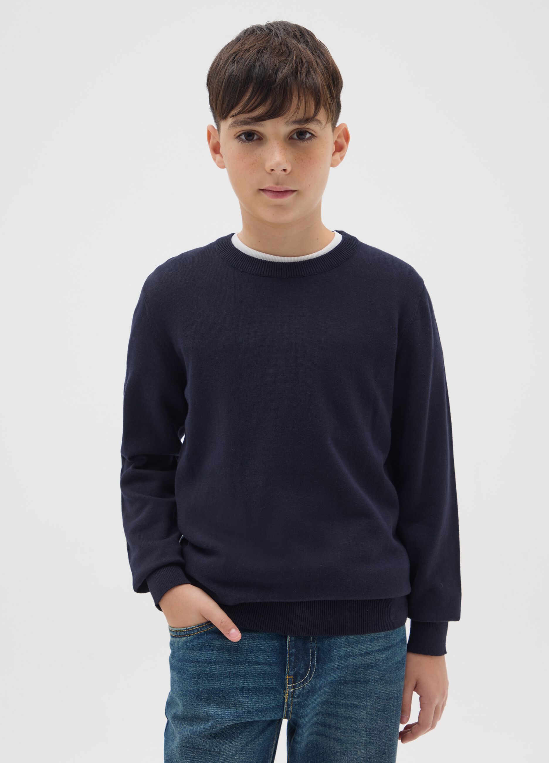 Boys' Pure Cotton Black Regular Fit Sweater