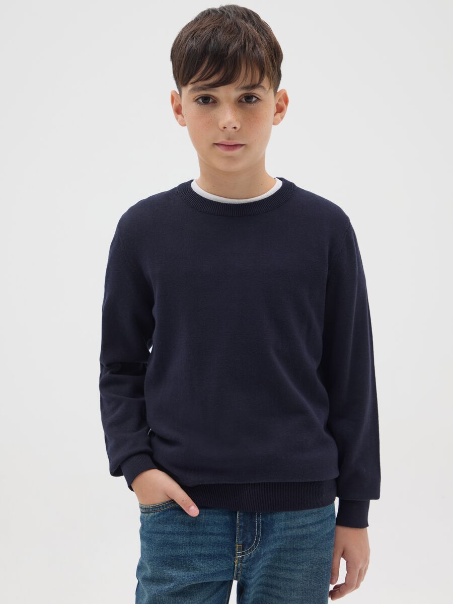 Boys' Pure Cotton Black Regular Fit Sweater_0