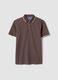 Brown pure cotton polo shirt with classic collar_4