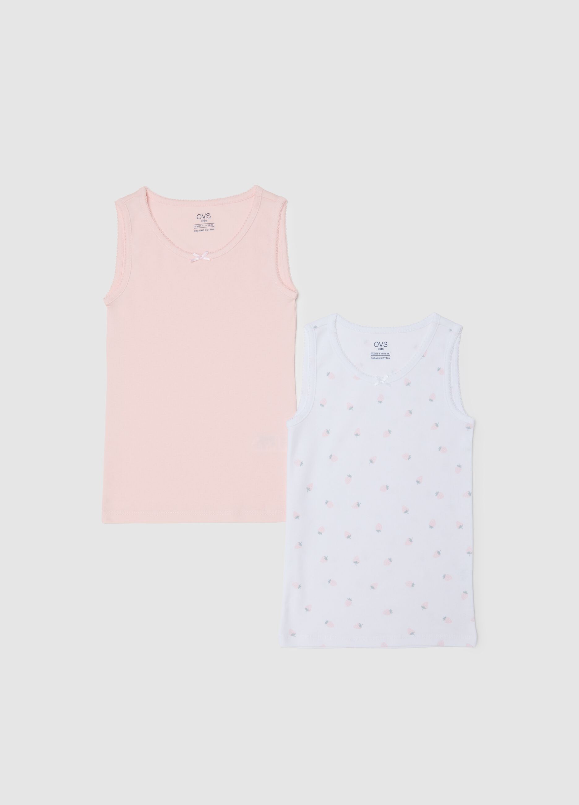 Twin-pack girl's multicolour pure cotton vests regular fit
