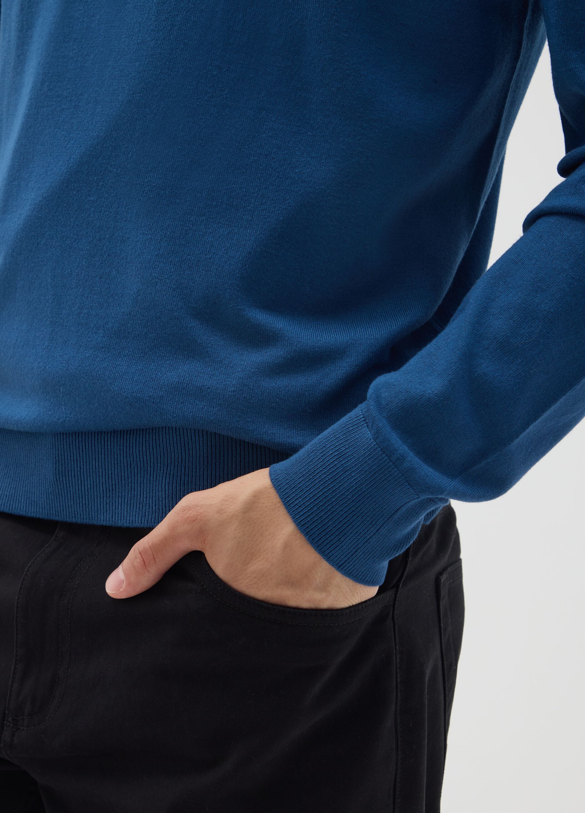 Blue viscose blend sweater regular fit