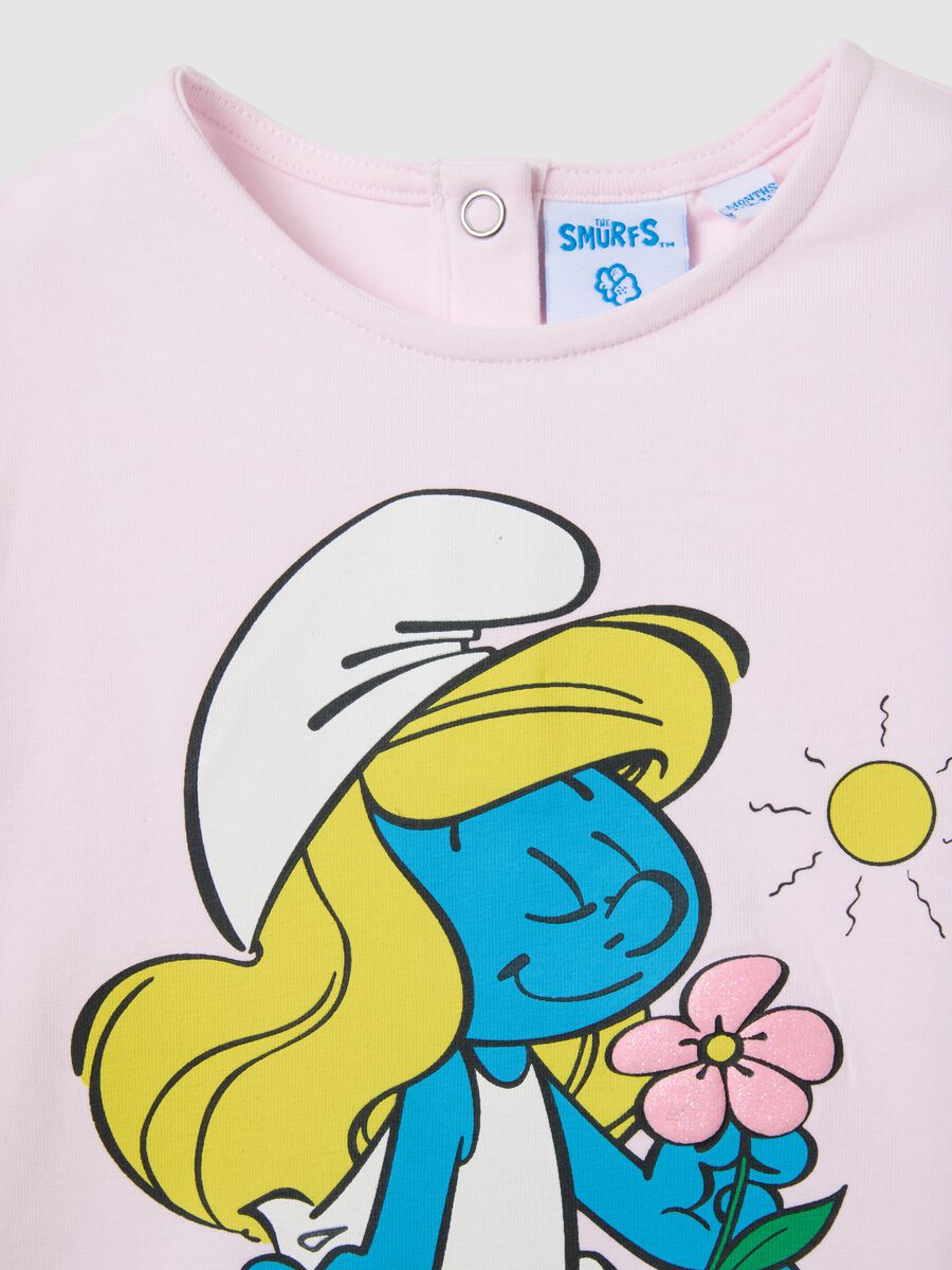 T-shirt da bambina in cotone rosa regular fit con stampa Puffi_2
