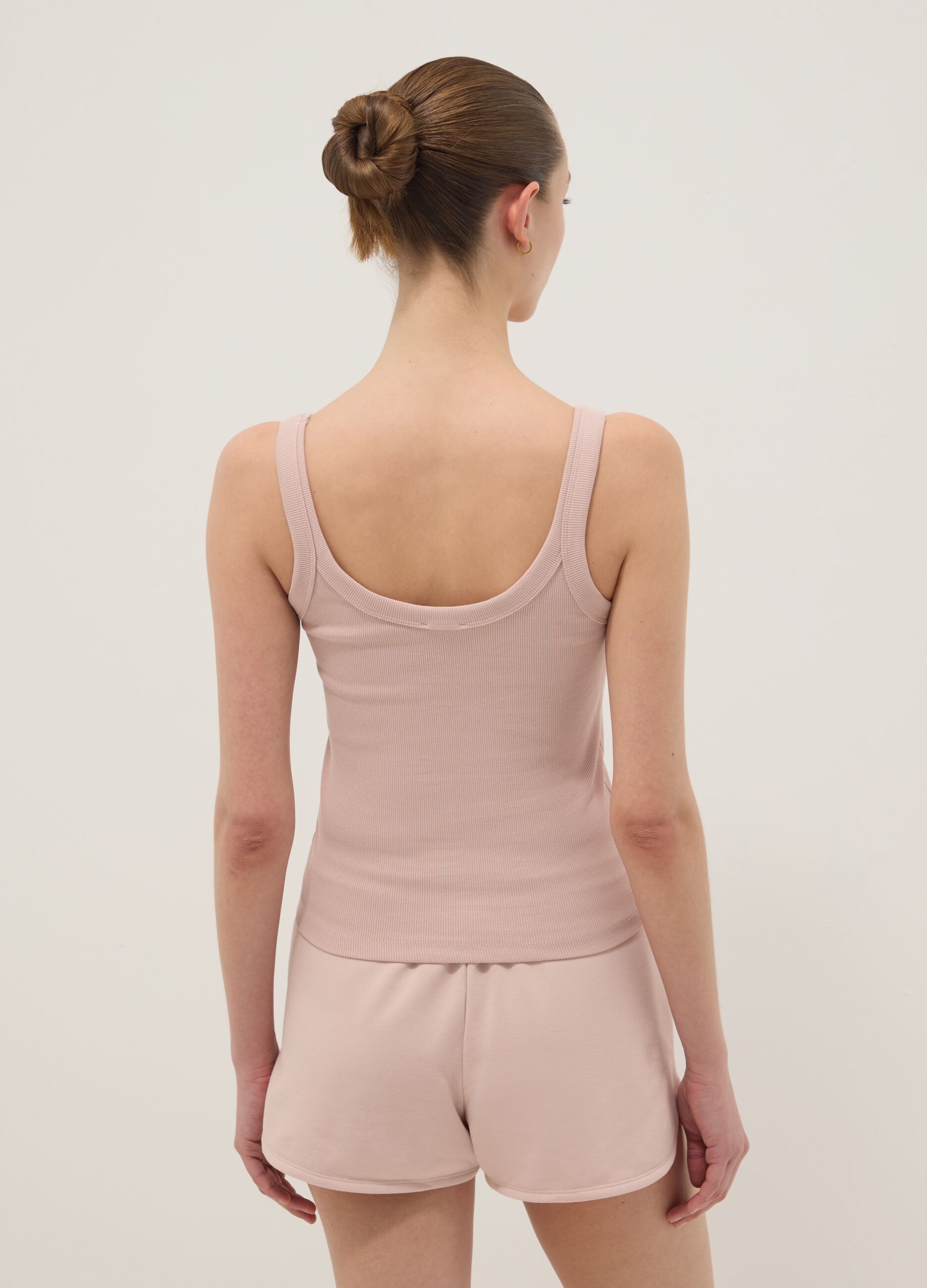 Pink fitted stretch cotton vest top