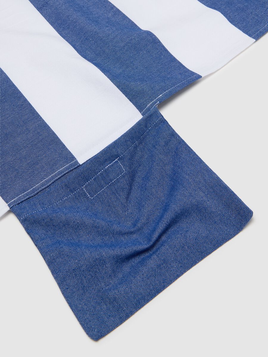 Blue and white striped cotton beach towel_1