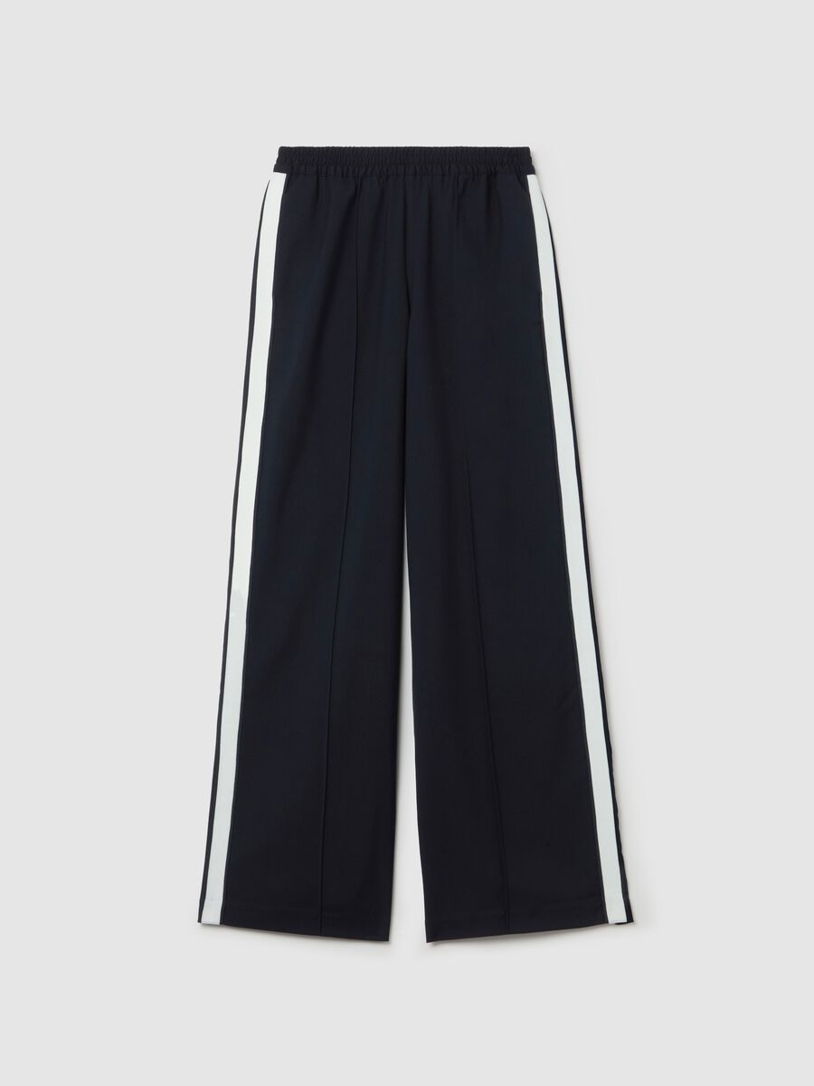 Pull-on trousers with contrasting bands_4