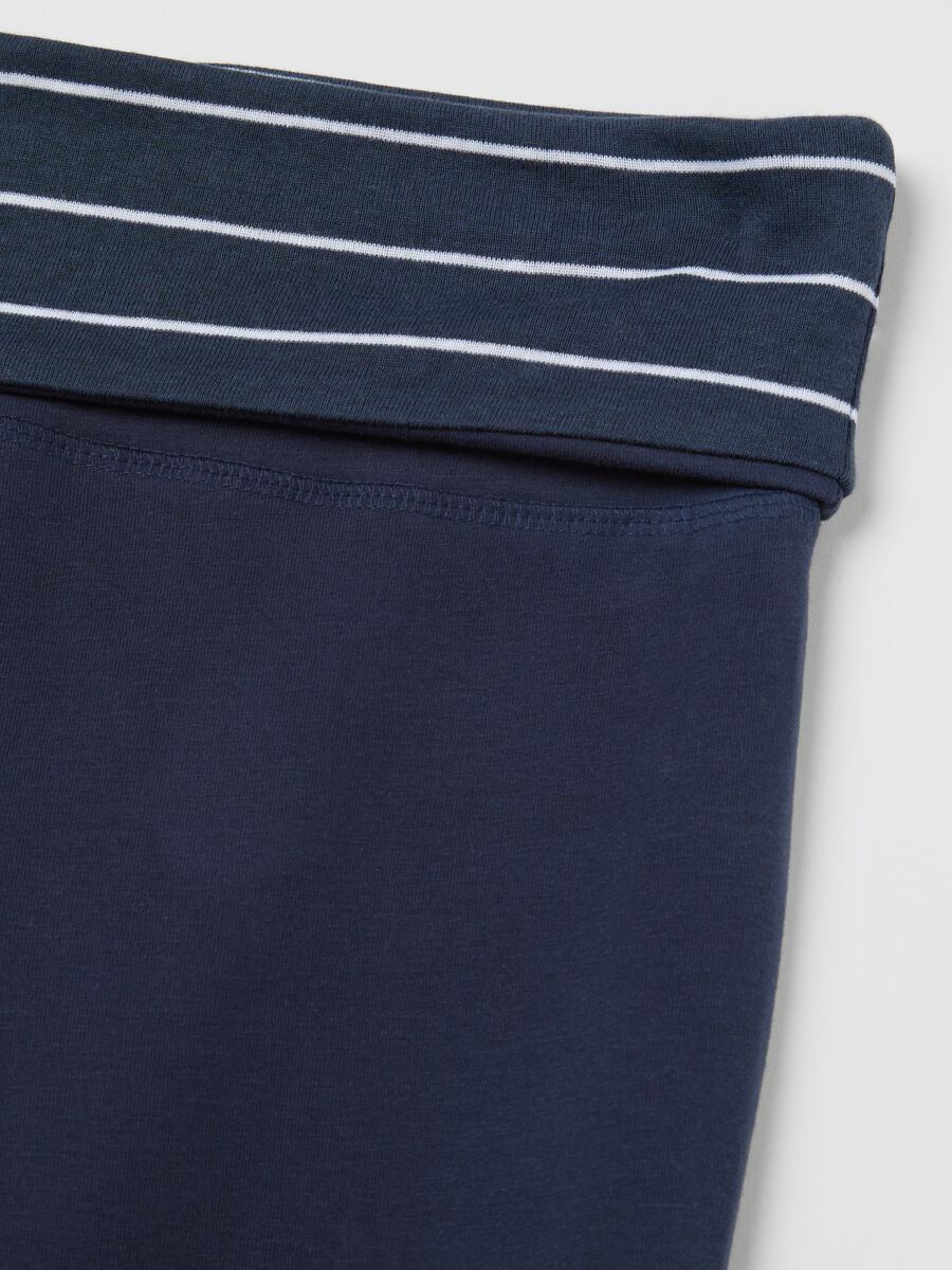 Blue flare-fit leggings with striped fold at the waist_5