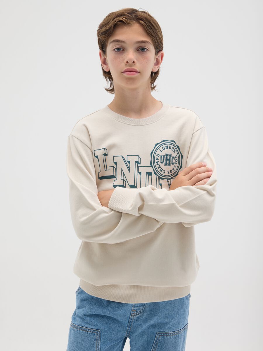 French terry sweatshirt with lettering print_0