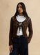 Brown pure cotton regular fit deep V openwork cardigan_0