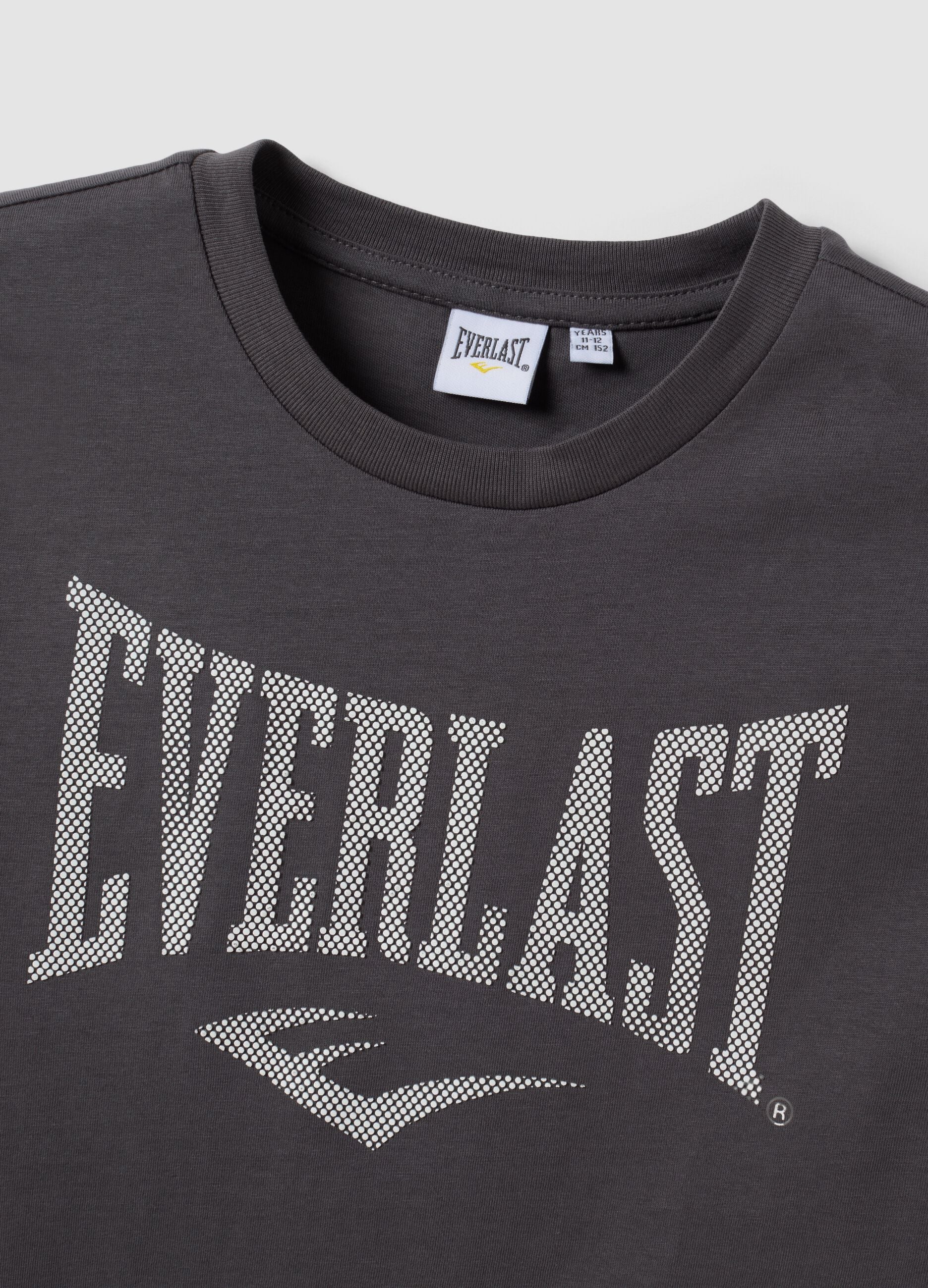 Grey pure cotton T-shirt with front print for boys