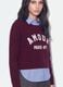 Purple viscose and wool-blend jumper with V-neck and shirt insert_2