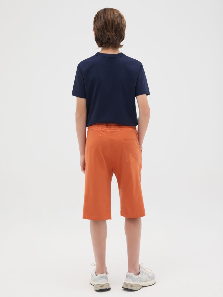 Boys' orange cotton bermuda shorts regular fit_3