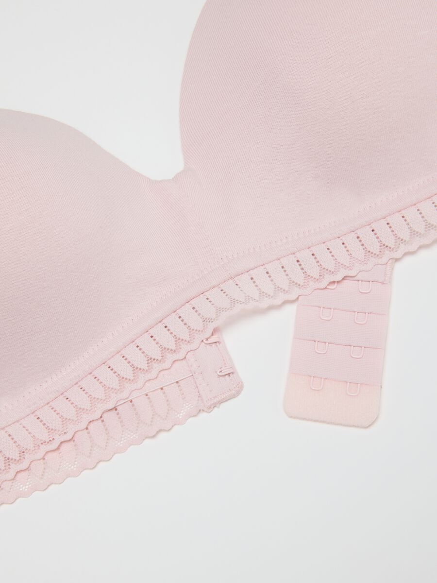 Pink Triangle Bra in Stretch Cotton with Padding_5