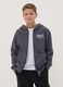 Grey full-zip cotton-blend hooded sweatshirt for boys_1