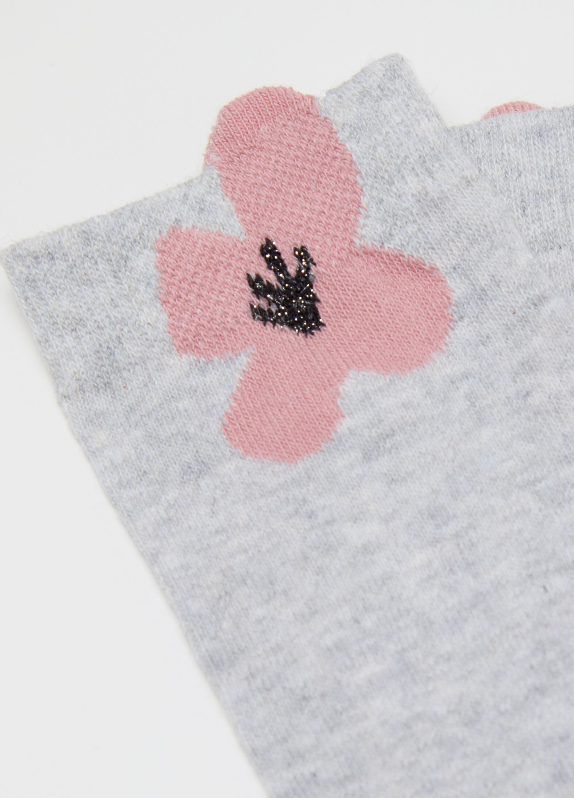 Two-pair pack short socks with flower