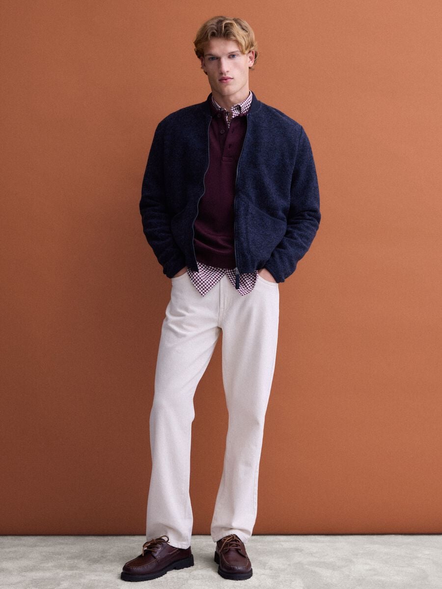 Blue wool-blend sweatshirt with ribbed collar_2