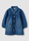 Abito denim blu in misto cotone e viscosa a girocollo per bimba_0