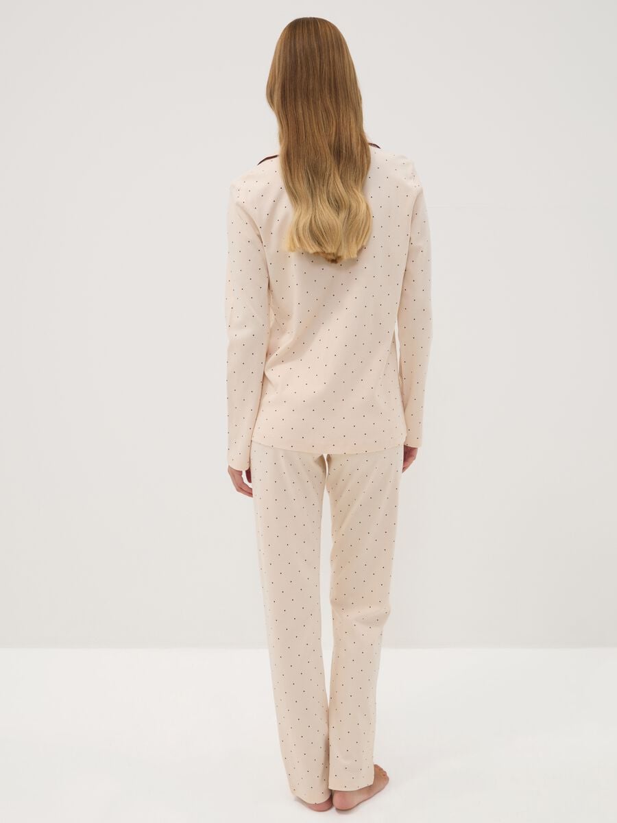 Cream white pure cotton crew-neck pyjamas_3