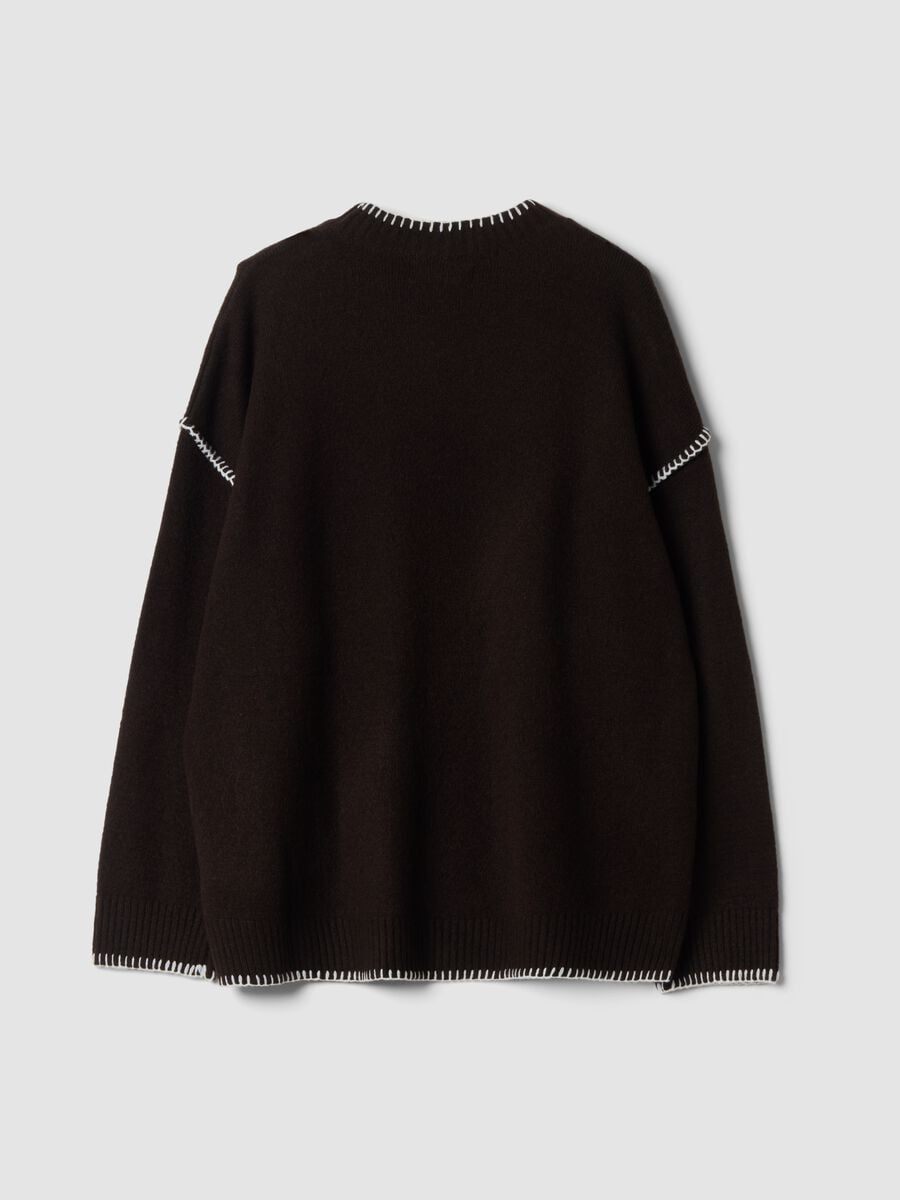 Brown stretch wool jumper with exposed seams, oversized fit_2