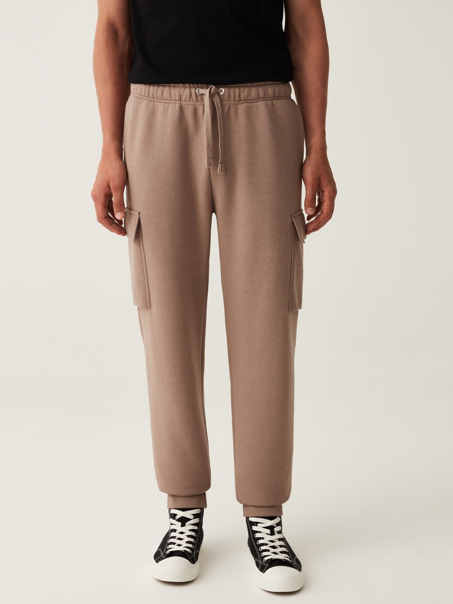 Joggers cargo in felpa con coulisse_1