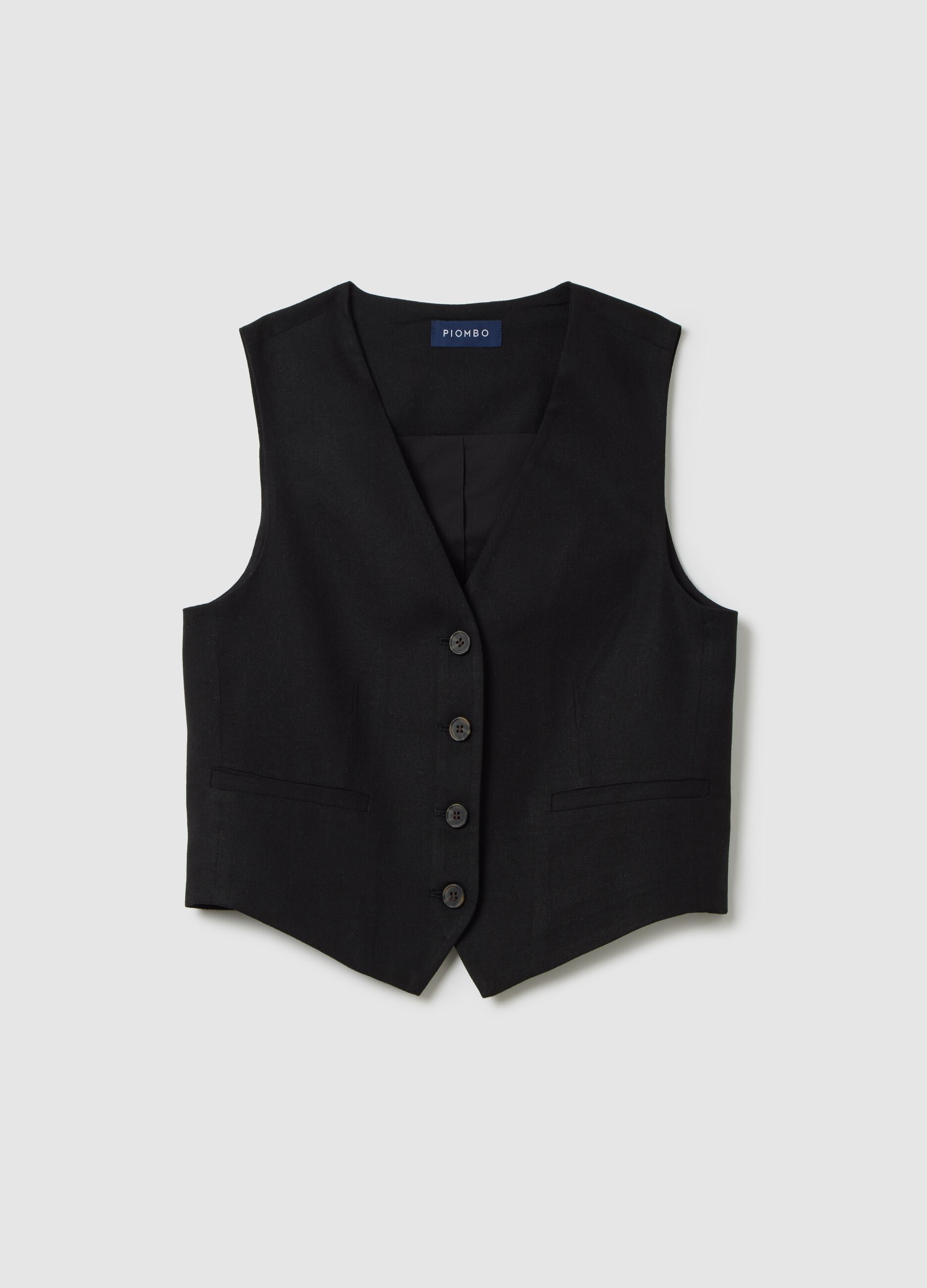 Gilet da donna in misto viscosa nero regular fit
