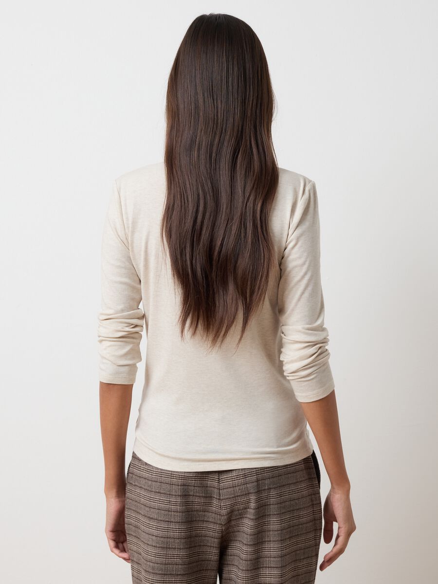 Beige Long Sleeve Lyocell Top_3