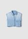 Girl's regular fit blue denim cotton blend crop shirt_0