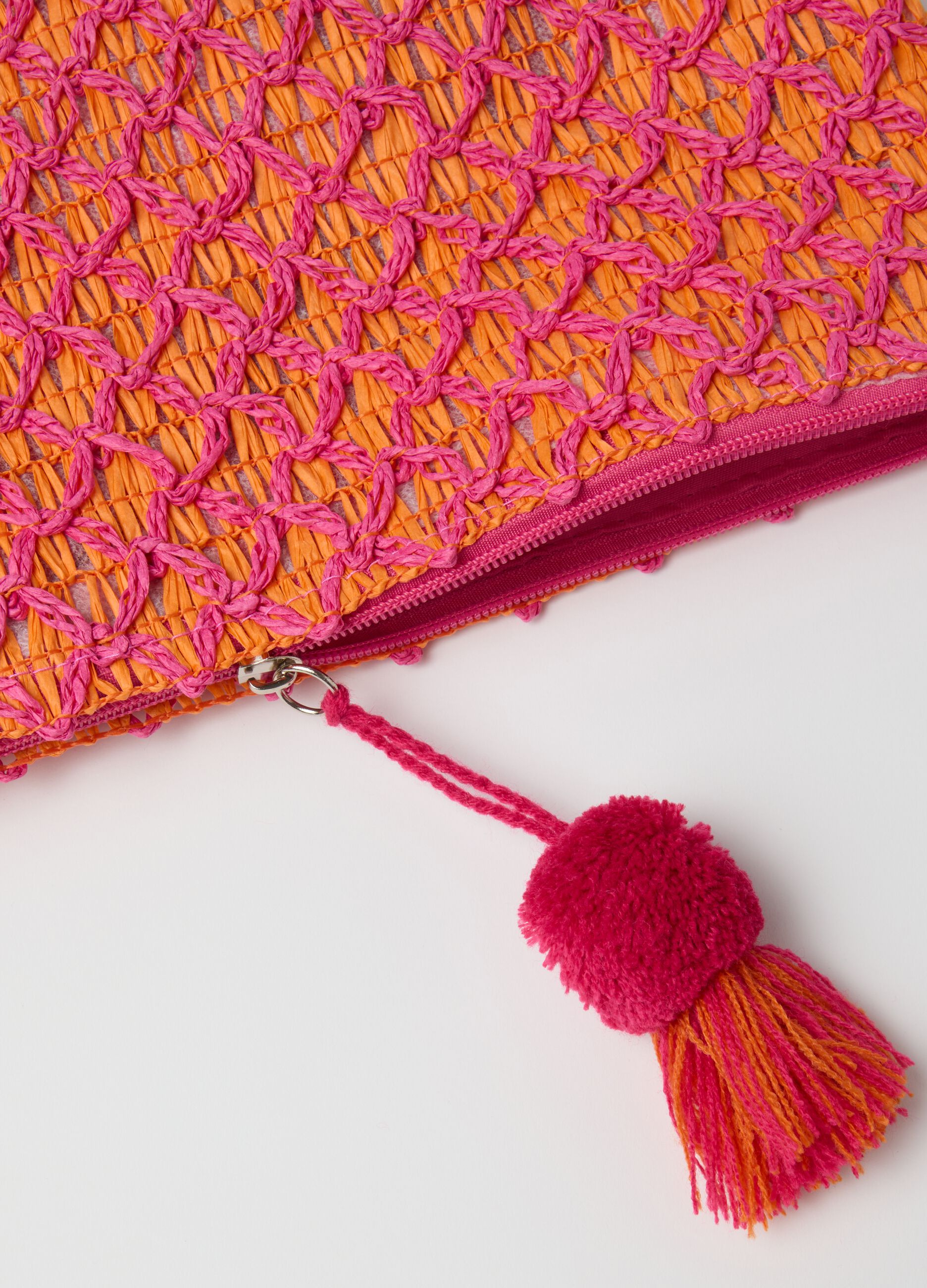 Pochette intrecciata arancione e fucsia