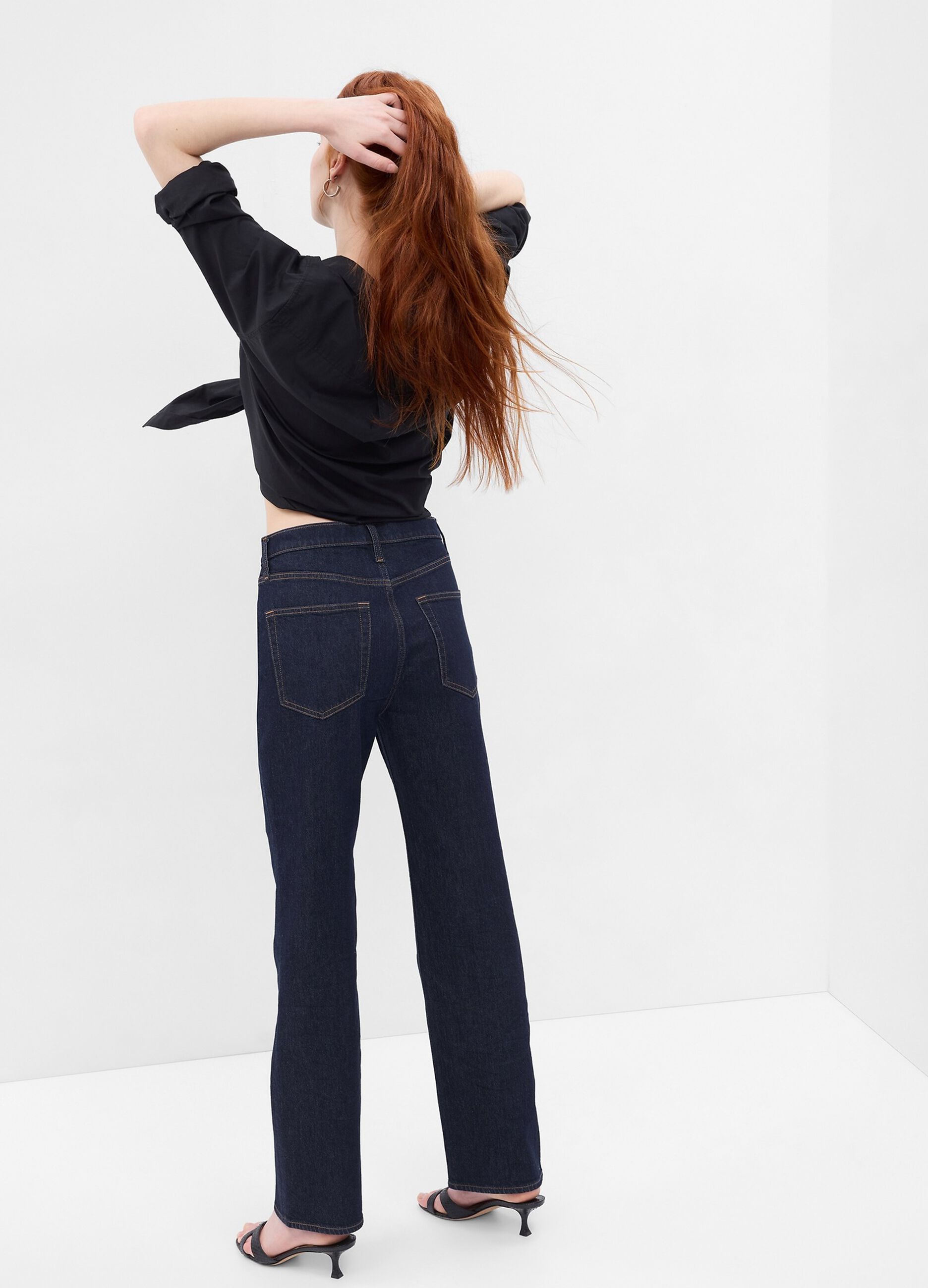 High-rise, loose-fit jeans