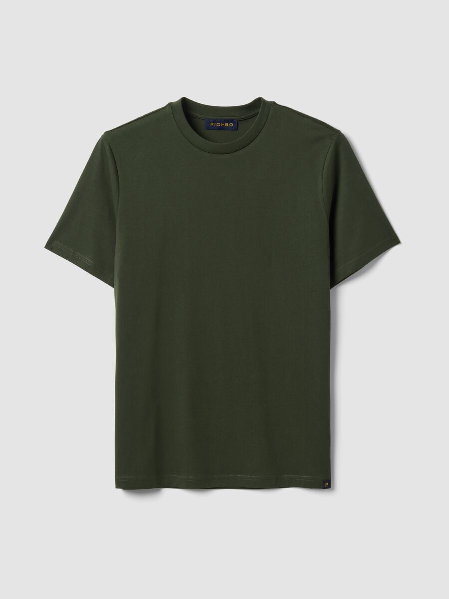 T-shirt girocollo verde in puro cotone Supima regular fit_0