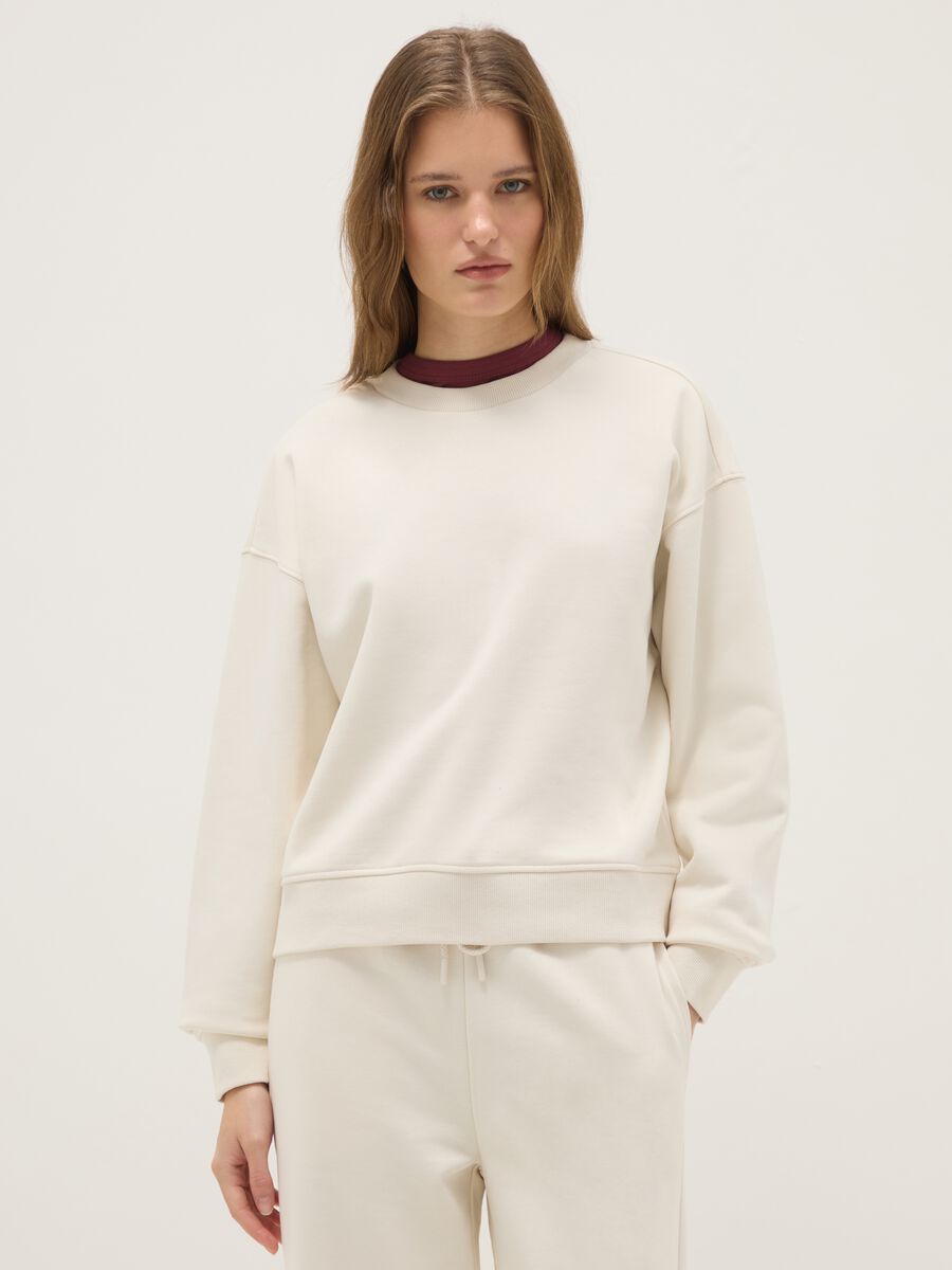 Felpa bianca girocollo regular fit_0