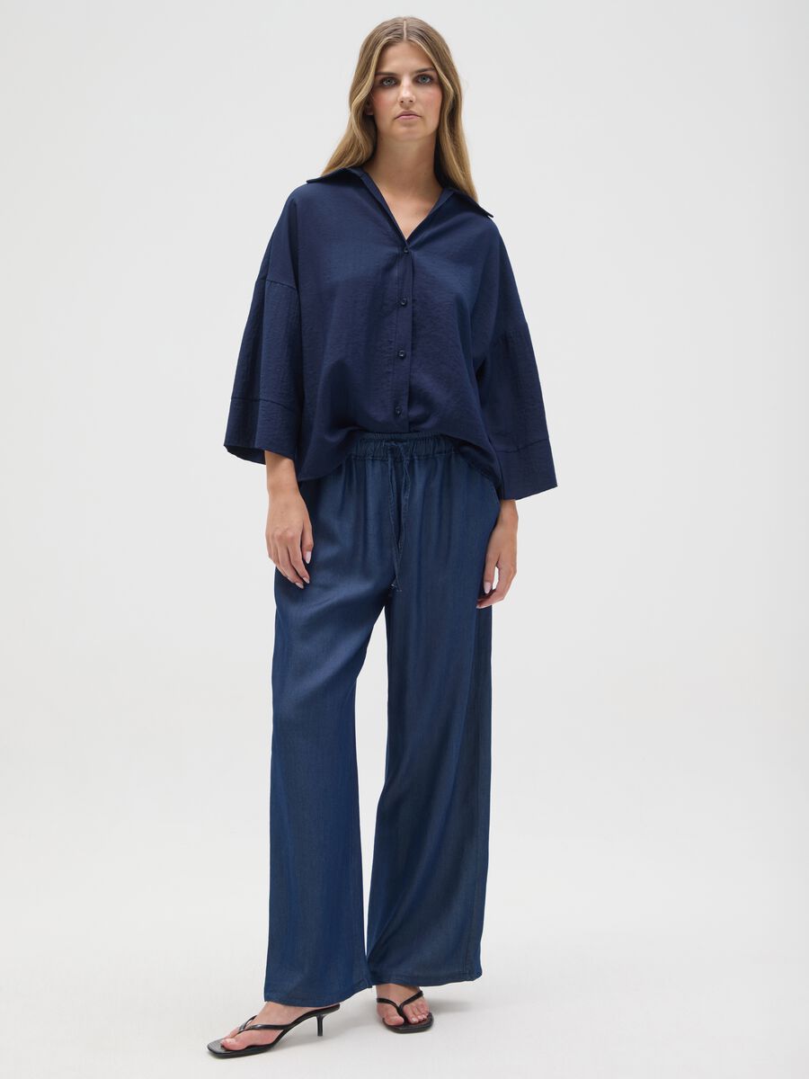 Women's blue blend shirt in regular fit_1