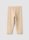 Beige stretch organic cotton leggings with bows for baby girl_0