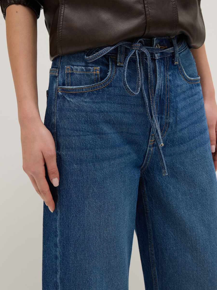 Wide Leg Pure Cotton Blue Jeans_3