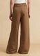 Brown linen-viscose blend wide-leg trousers with structured waistband_2