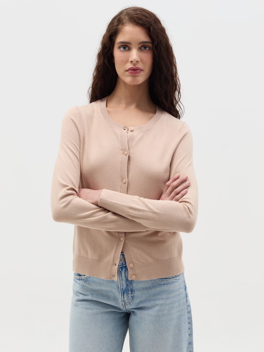 Cardigan with round neckline_0