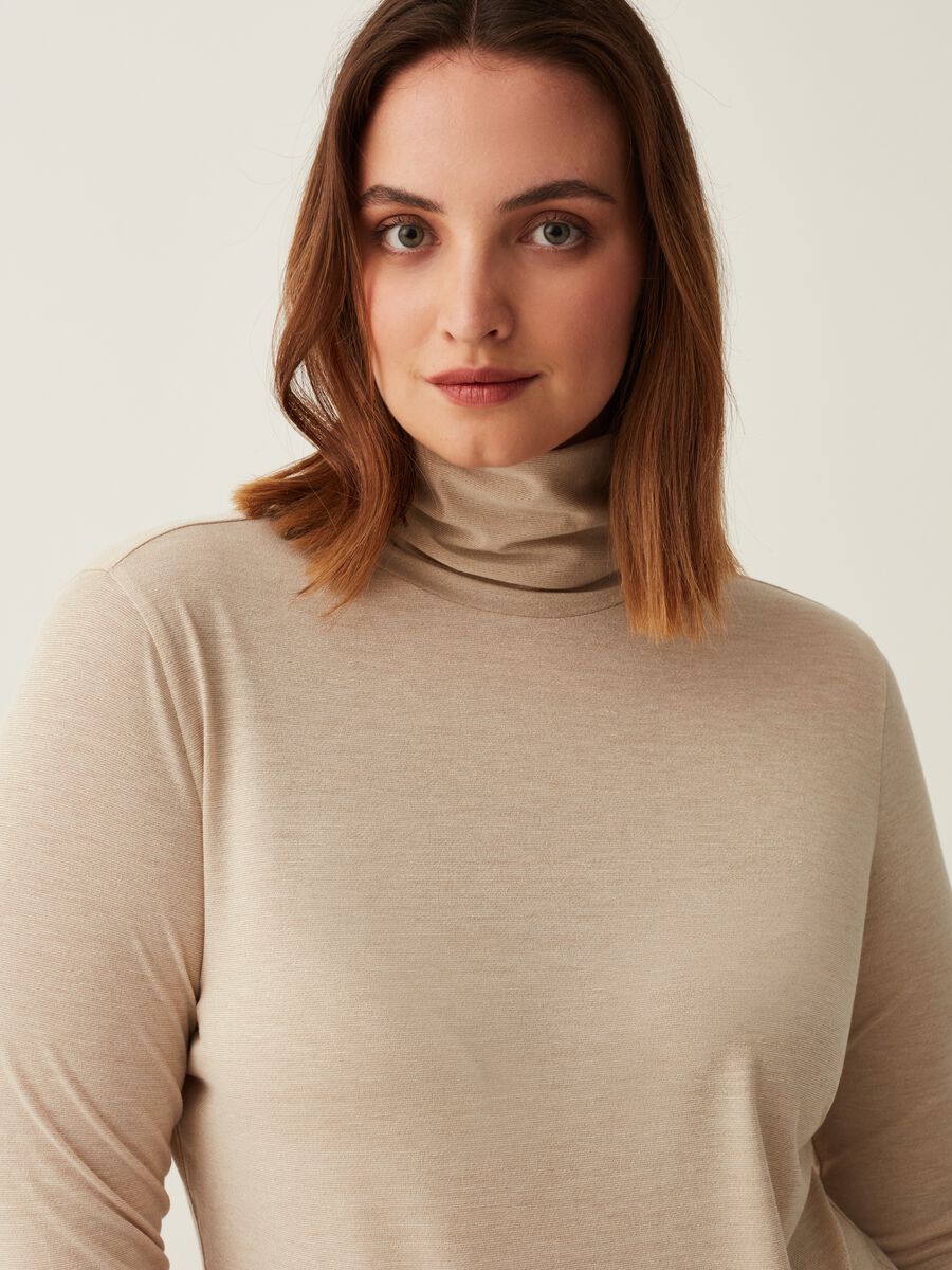 T-shirt a collo alto in lurex Curvy_0