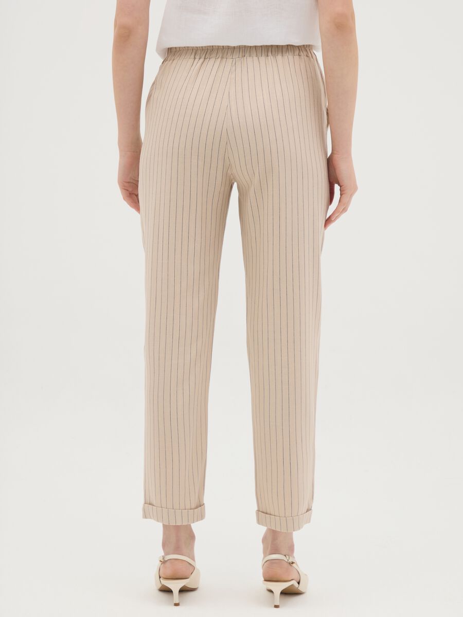 Women's beige viscose blend trousers, regular fit_3