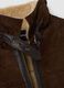 Dark brown genuine leather jacket with zip and contrast trims_1