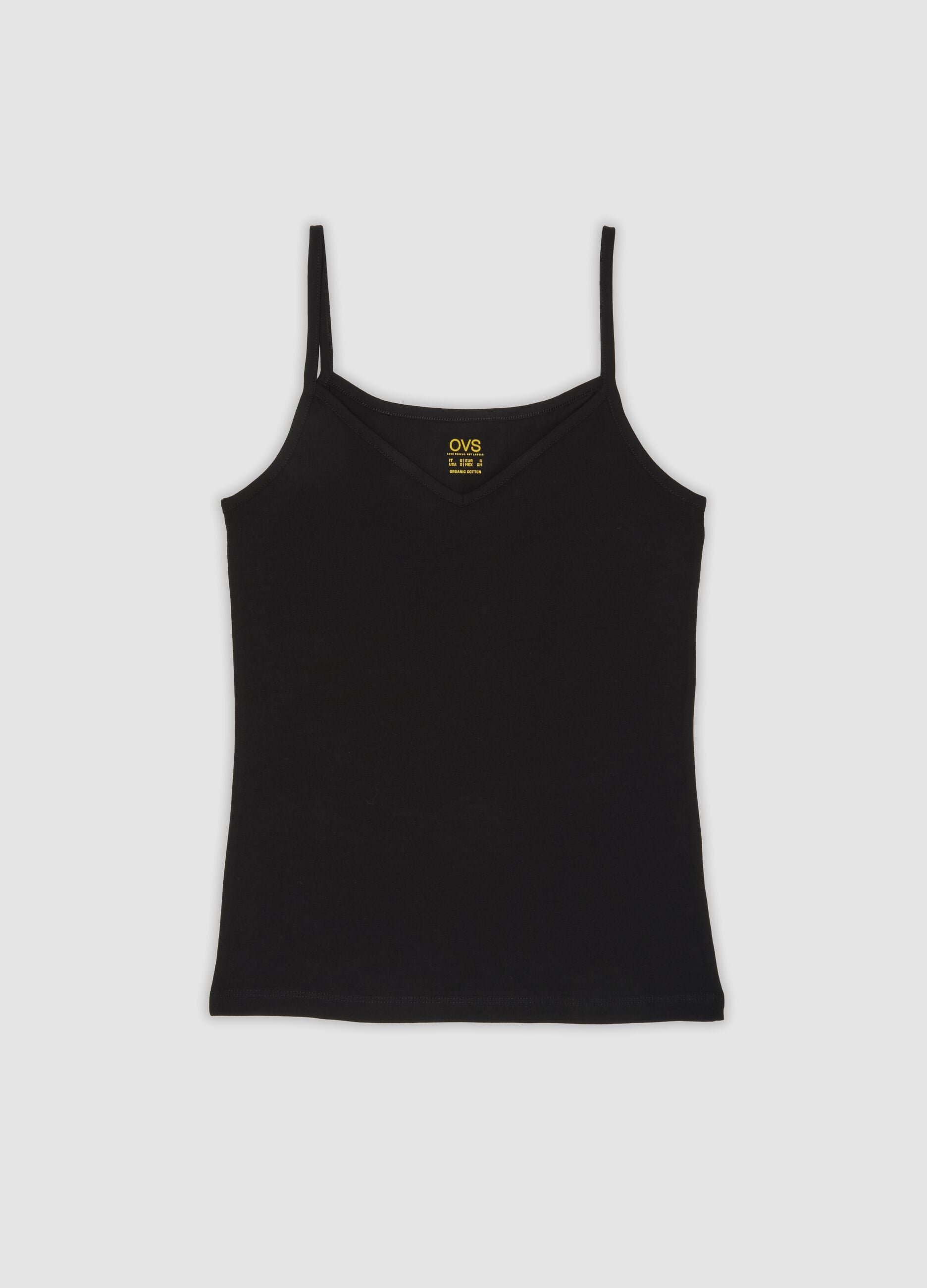 Canottiera nera in cotone elasticizzato regular fit