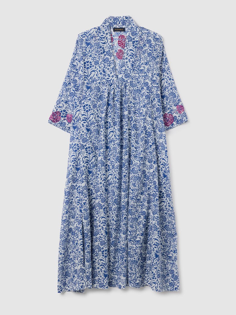 Women's long dress in pure multicolour cotton_4