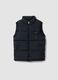 Black water-repellent padded gilet with zip and high neck for boys_0