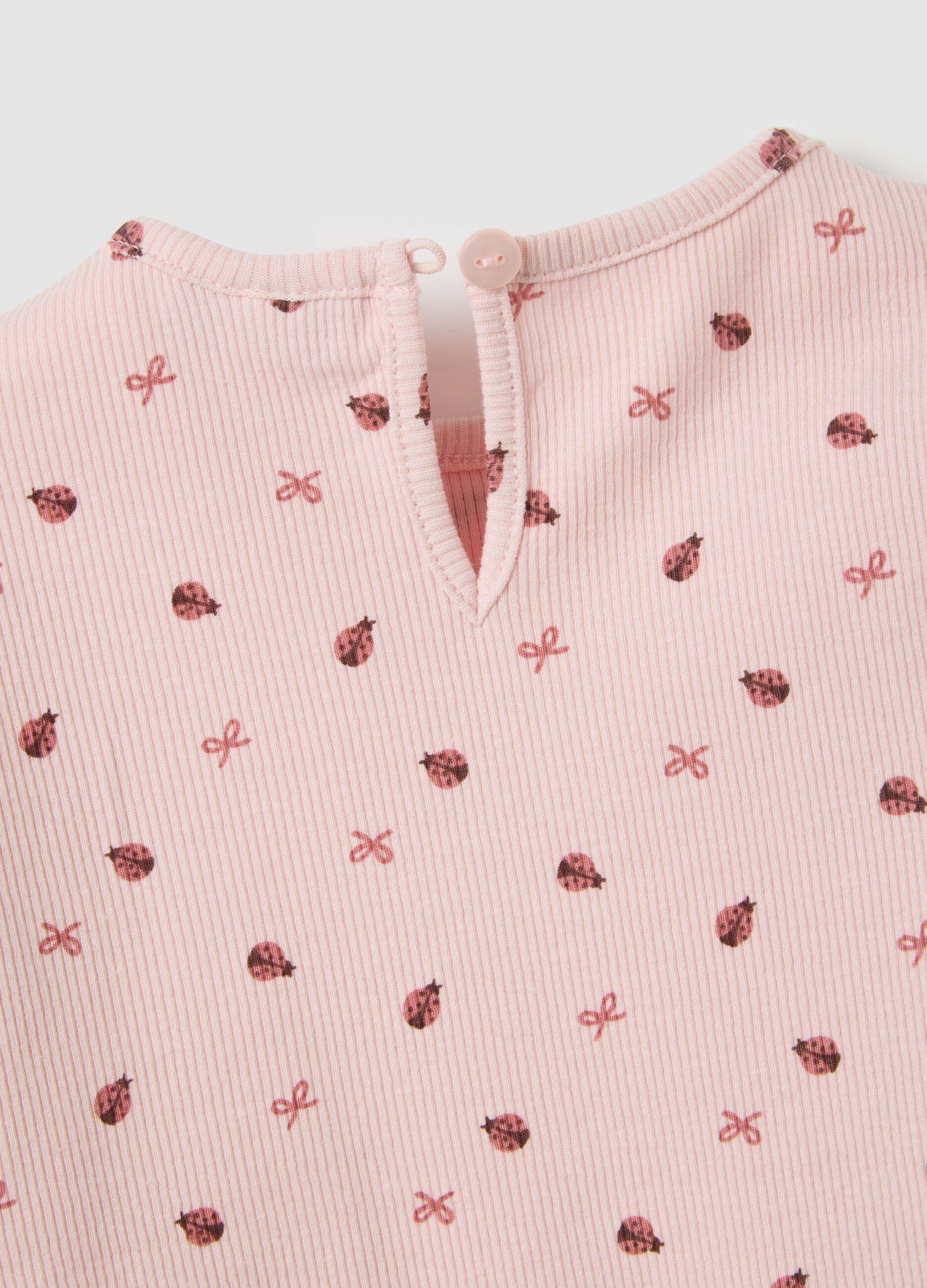 T-shirt da bambina in cotone elasticizzato rosa regular fit