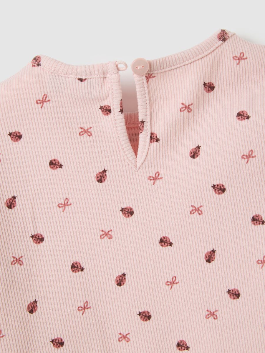 T-shirt da bambina in cotone elasticizzato rosa regular fit_3