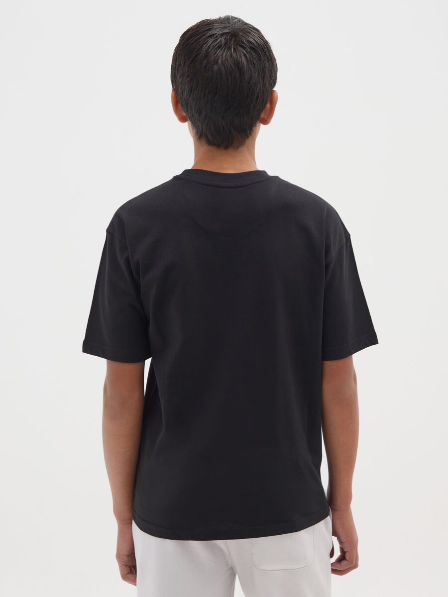 Children's black pure cotton regular fit t-shirt with web design_1