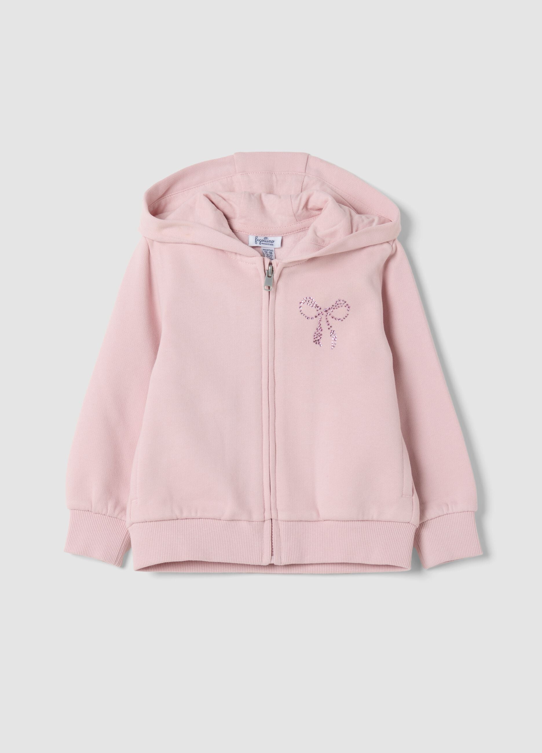 Light pink hooded sweatshirt in pure organic cotton