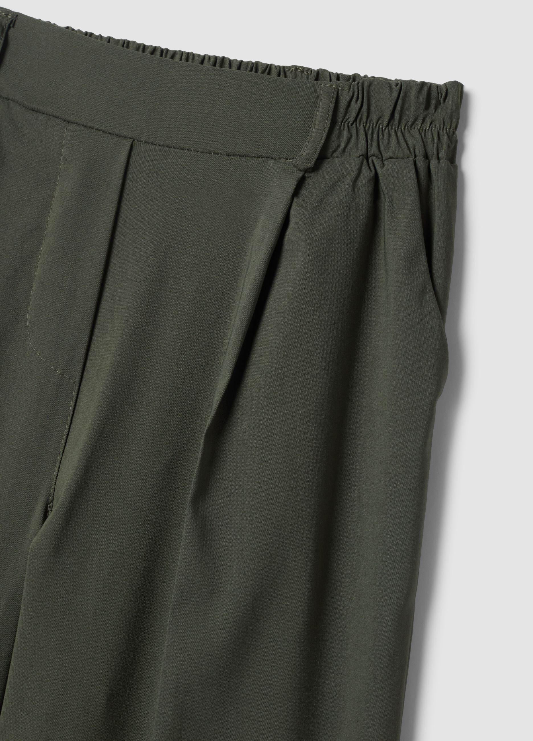 Green wide-leg trousers in stretch viscose