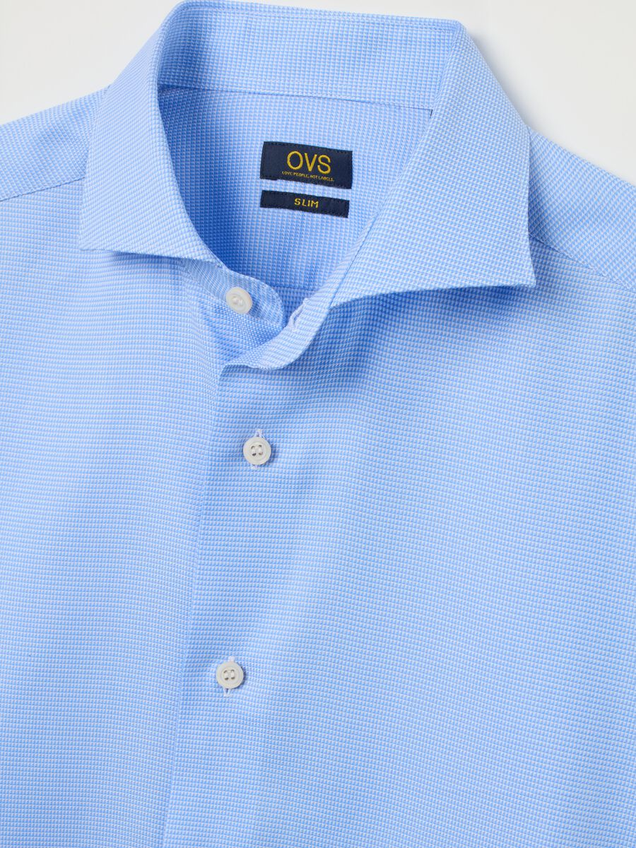 Camicia azzurra slim fit in cotone_5