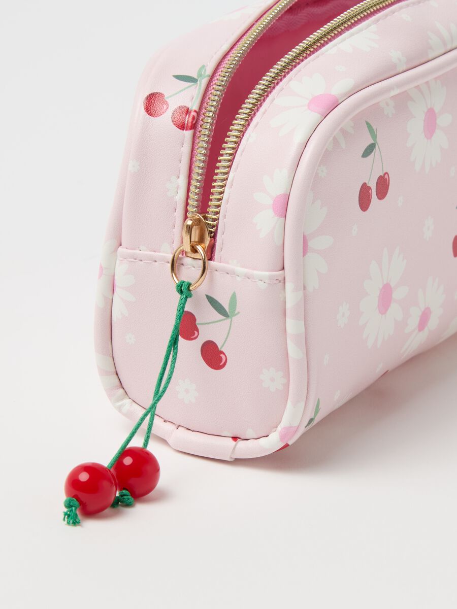 Beauty case with cherries and flowers print_2