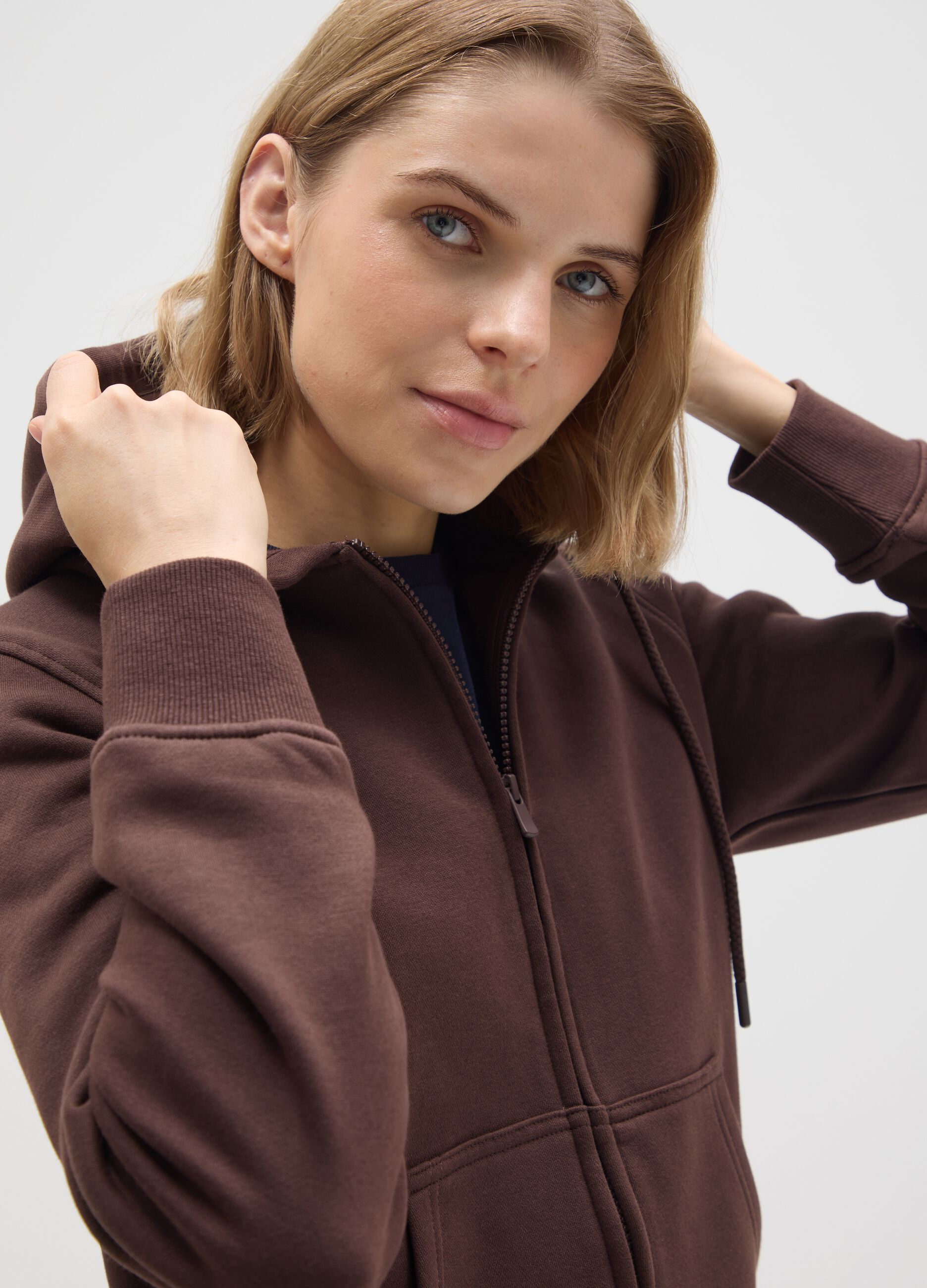 Brown cotton blend regular fit sweatshirt
